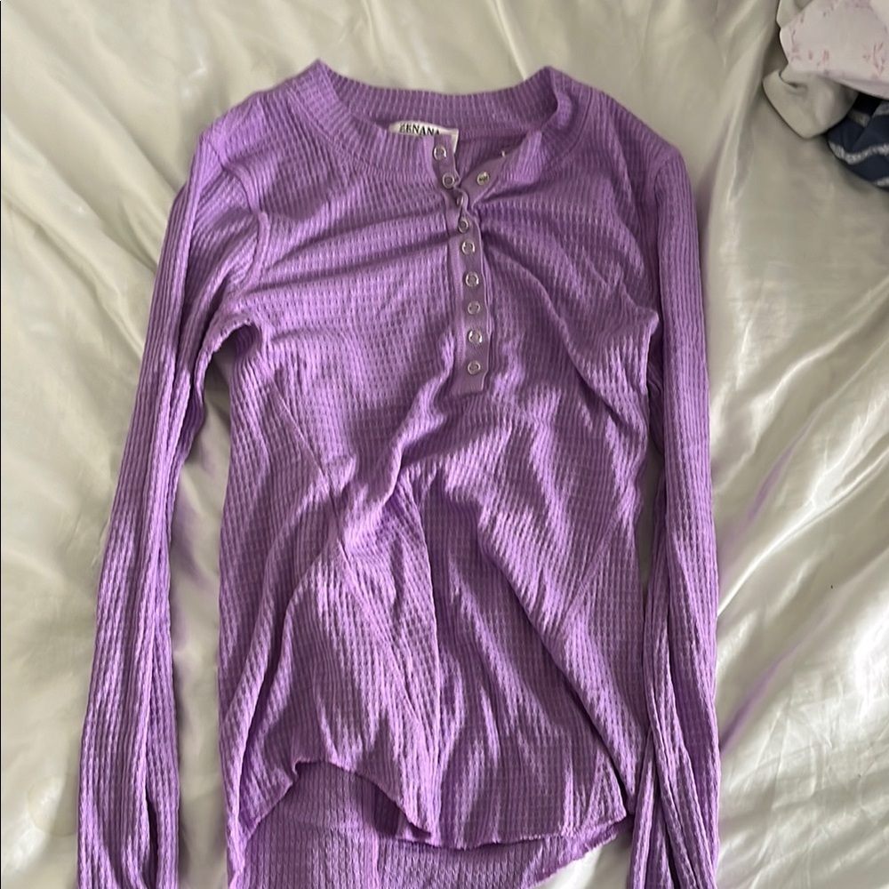 A New Day Purple Button Down Henley Top